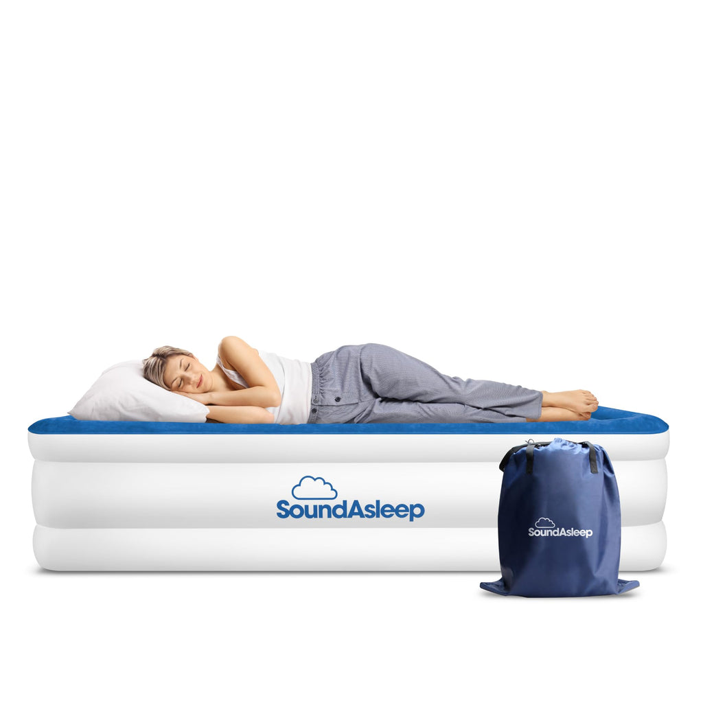 SoundAsleep Dream Series Luxury Air Mattress with ComfortCoil Technology & Built-in High Capacity Pump for Home & Camping- Double Height Adjustable Inflatable Blow Up Portable - Queen Size