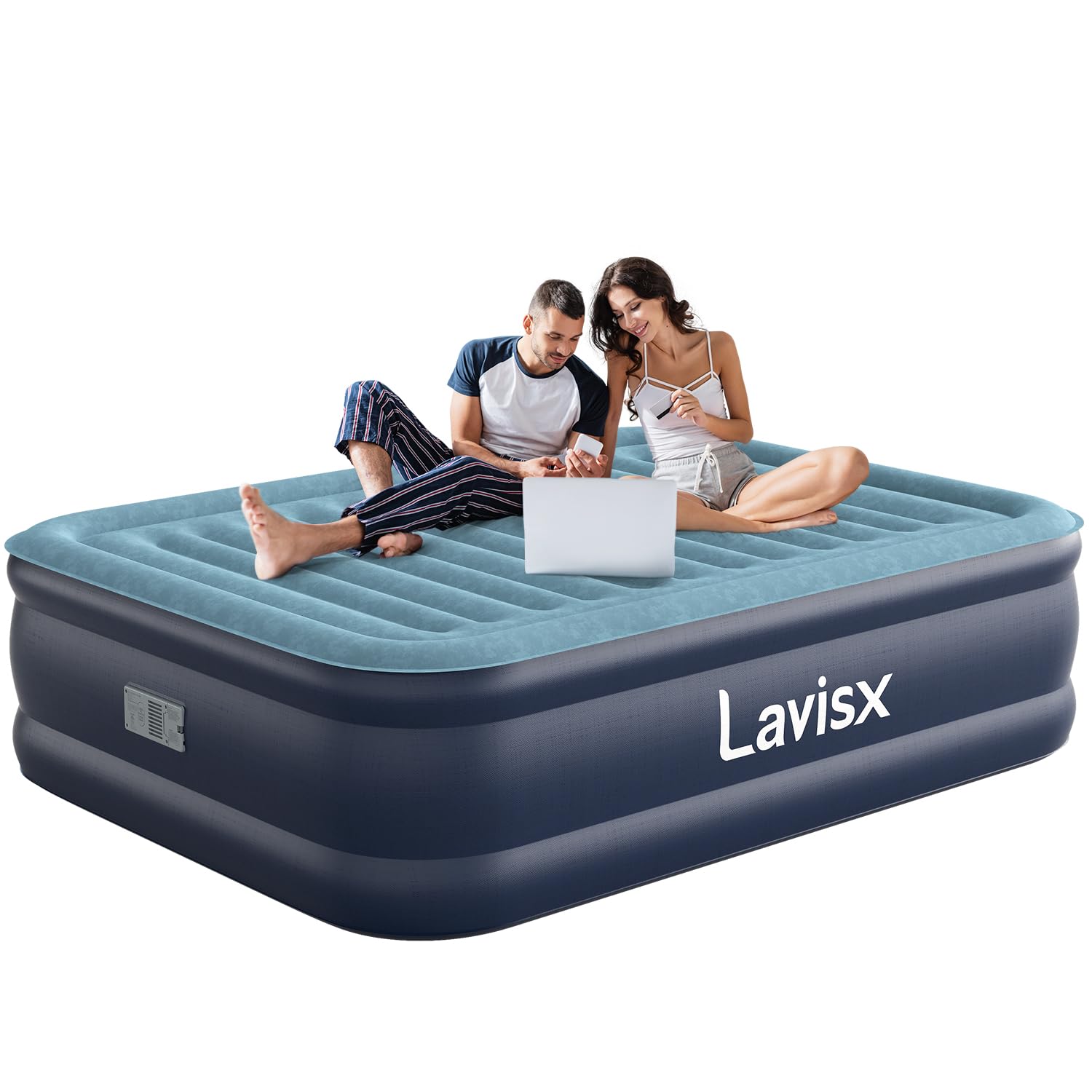 Lavisx Queen Air Mattress 18” with Built in Pump 3 Mins Fast Inflation Auto Stop Luxury Blow Up Mattress Comfort Air Bed Colchones Inflables