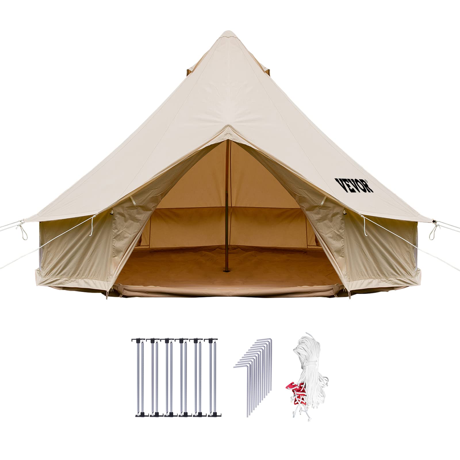 Happybuy Bell Tent for Family Camping Outdoor Hunting Party in 4 Seasons 9.8ft/3m 100% Cotton Canvas Yurt Tent - w/Stove Jack Luxury Glamping  Waterproof