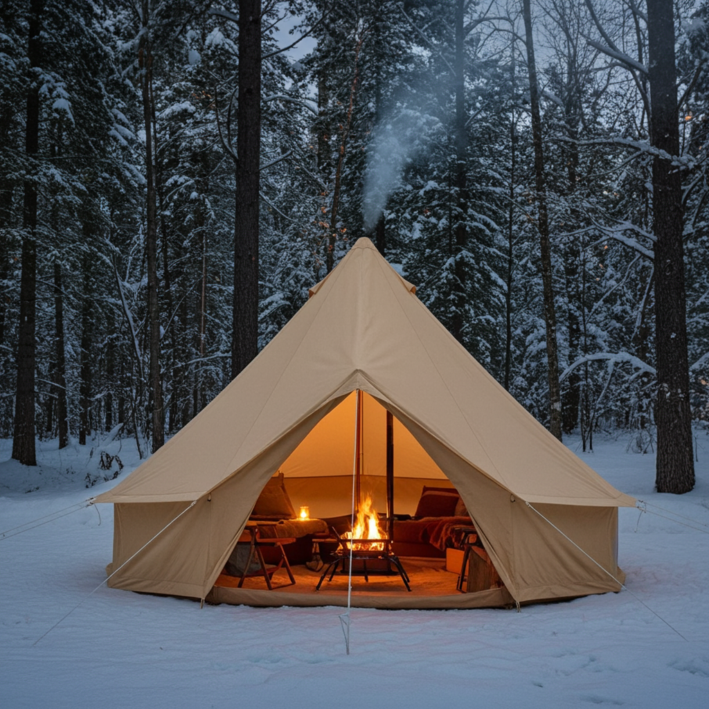Happybuy Bell Tent for Family Camping Outdoor Hunting Party in 4 Seasons 9.8ft/3m 100% Cotton Canvas Yurt Tent - w/Stove Jack Luxury Glamping  Waterproof